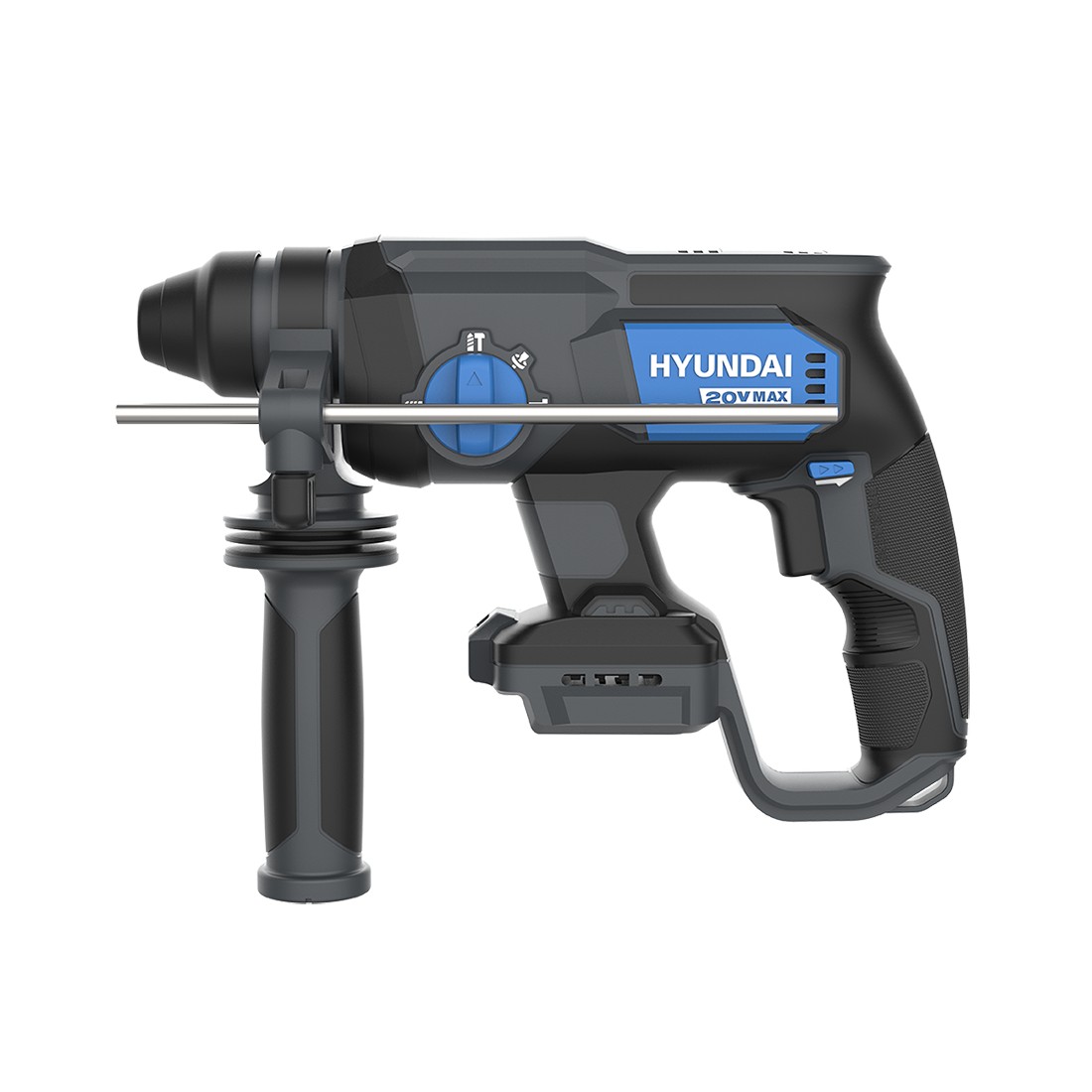 Ciocan rotopercutor cu acumulator 20V Hyundai RH20X-20, SDS plus, motor fara perii, energie de impact 2J, 4 functii, livrat fara acumulator si incarcator 811
