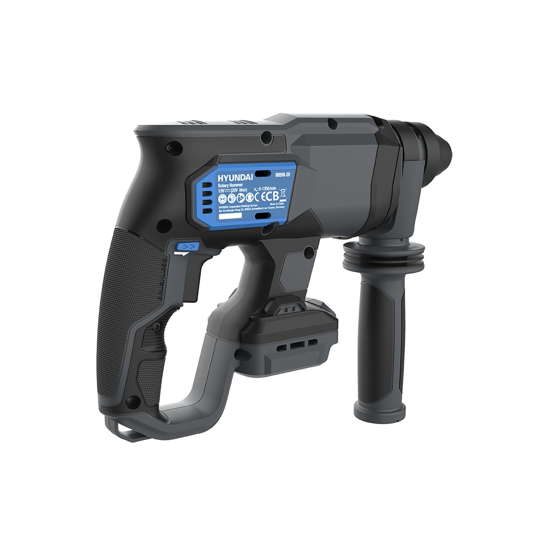 Ciocan rotopercutor cu acumulator 20V Hyundai RH20X-20, SDS plus, motor fara perii, energie de impact 2J, 4 functii, livrat fara acumulator si incarcator 814