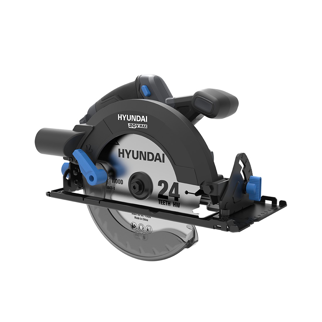 Fierastrau circular de mana cu acumulator 20V Hyundai CS20X-190, motor fara perii, adancime max. de taiere 67.5 mm la 90°, panza de 190 mm, livrat fara acumulator si incarcator 847