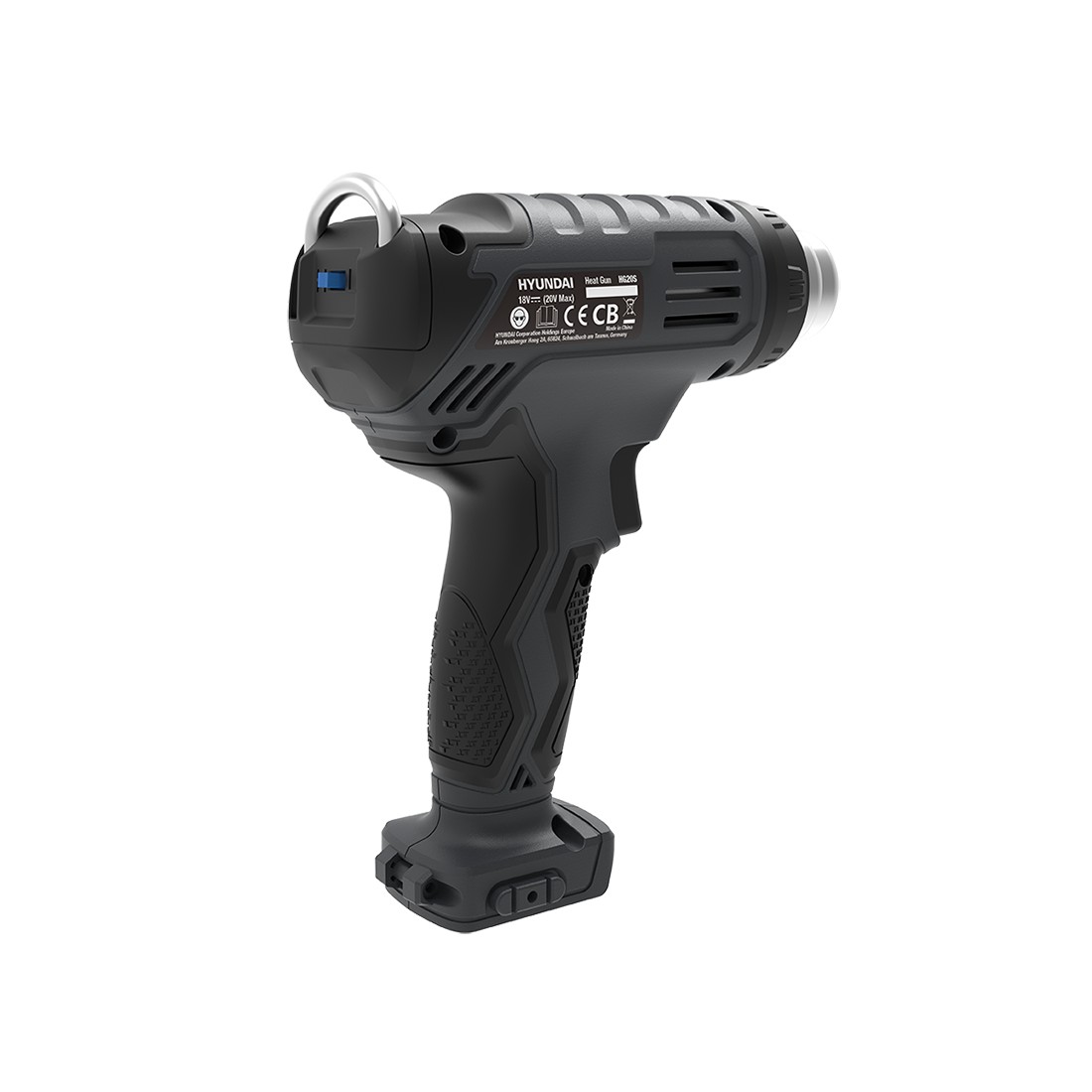 Suflanta cu aer cald cu acumulator 20V Hyundai HG20S, 2 trepte de temperatura, debit aer 200 l/min, mod de racire automat, livrata fara acumulator si incarcator 930